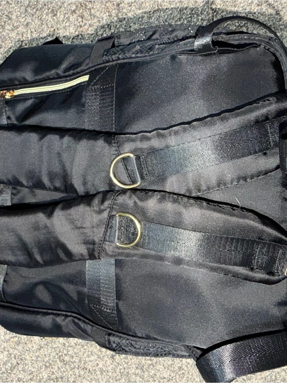 Quilted Black Backpack Tote with Gold Accents